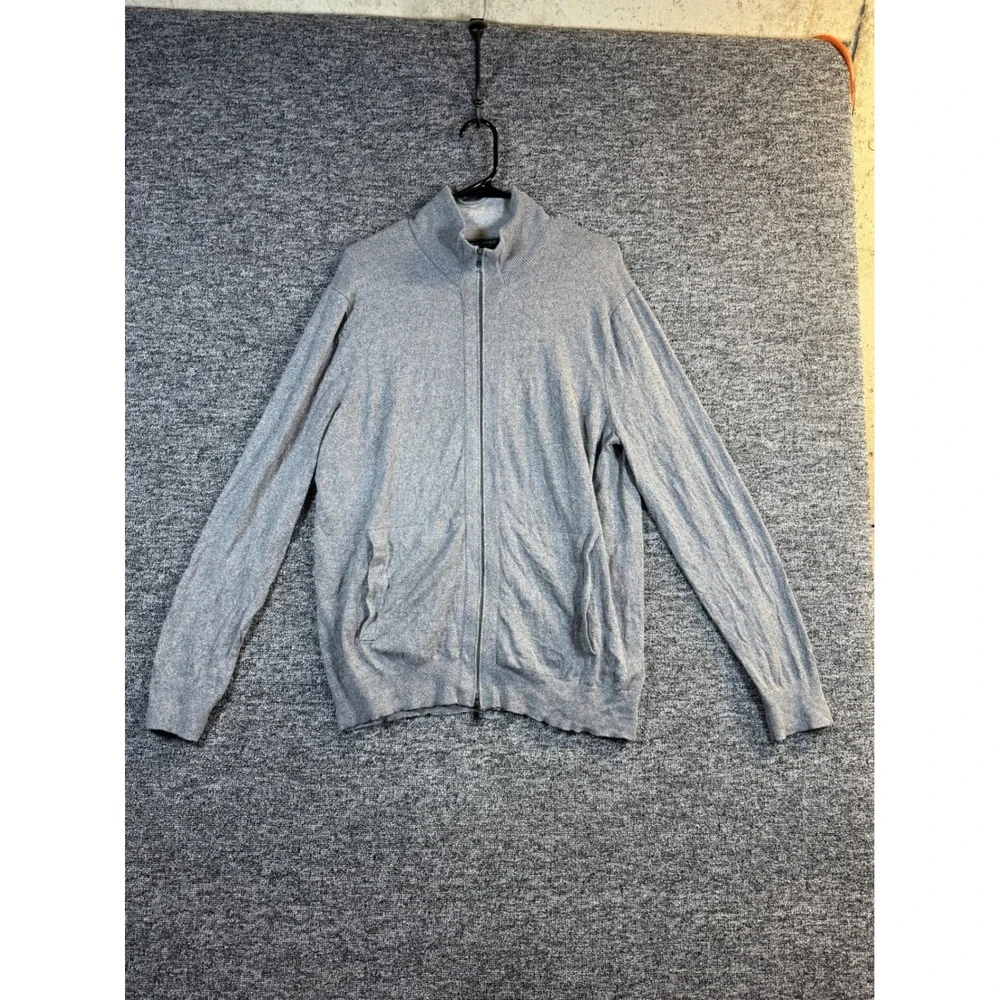 Banana Republic Mens Silk Cotton Cashmere Full Zip Cardigan Sweater Grey Large
